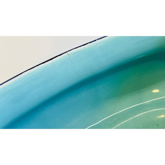 Image 1 of Pflanzgefäß aus blau glasierter Keramik, Frankreich