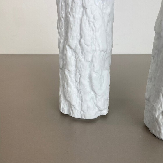 Image 1 of Paar Vasen aus Porzellan Op Art Brutalist von Bareuther, Deutschland 1970er Jahre