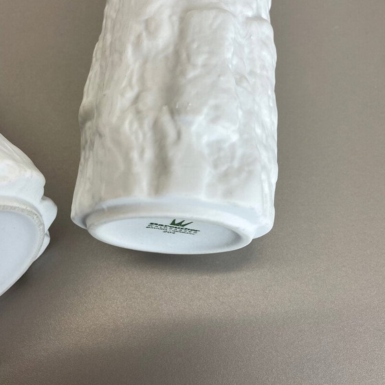 Image 1 of Paar Vasen aus Porzellan Op Art Brutalist von Bareuther, Deutschland 1970er Jahre