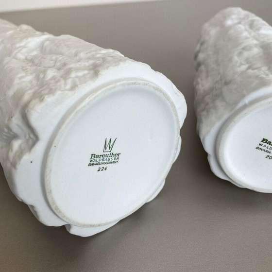 Image 1 of Paar Vasen aus Porzellan Op Art Brutalist von Bareuther, Deutschland 1970er Jahre