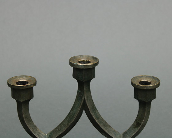 Image 1 of Werkspoor Foundry - Fünfarmiger Kerzenleuchter aus Bronze - Brutalistisch