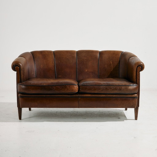 Mk10576 Holländisches Zweisitzer-Ledersofa