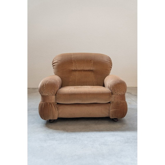 Image 1 of Paar alte Chenille-Sessel aus Holz und Stoff, Italien 1970