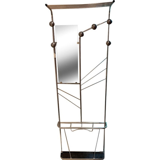 Image 1 of Vintage Art Deco Wandgarderobe aus Aluminiumrohr, Frankreich