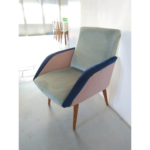 Vintage Tricolour Sessel, Frankreich 1950er Jahre