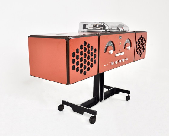 Image 1 of Orangefarbenes stereophones Radio RR-126 von F.lli Castiglioni für Brionvega, 1960er Jahre