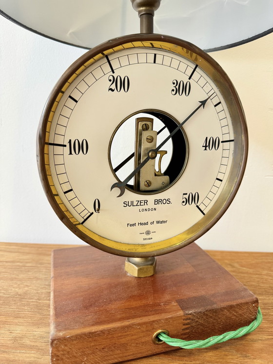Image 1 of Vintage Tischlampe Upcycled Manometer