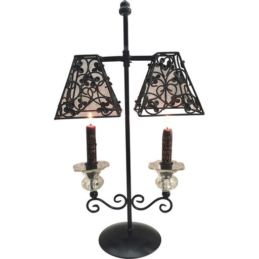 Vintage Art Deco Kerzenständer aus geschmiedetem Metall