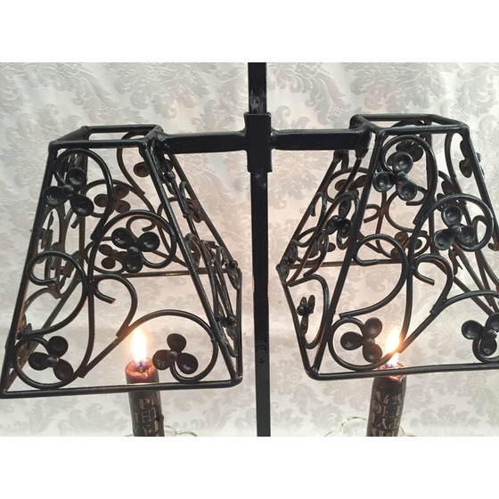 Image 1 of Vintage Art Deco Kerzenständer aus geschmiedetem Metall