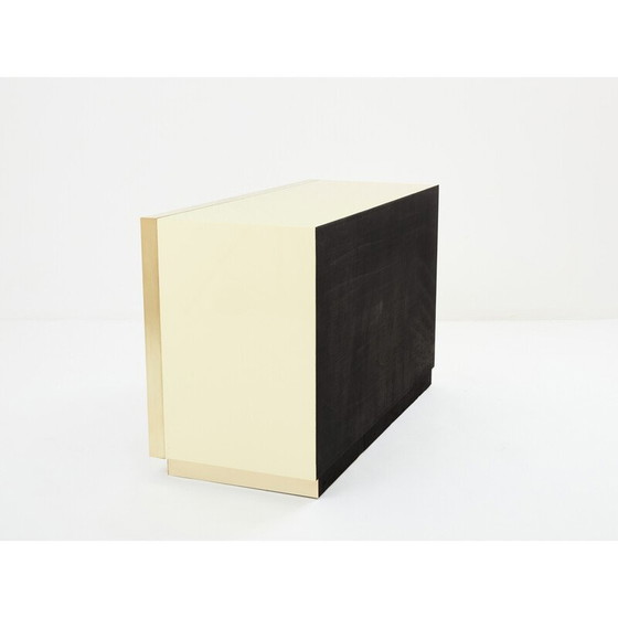 Image 1 of Vintage Kommode aus lackiertem Messing und Spiegel für Maison Jansen, 1970