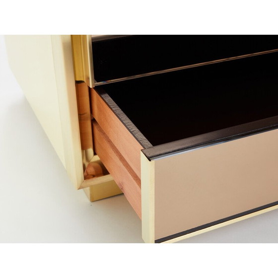 Image 1 of Vintage Kommode aus lackiertem Messing und Spiegel für Maison Jansen, 1970