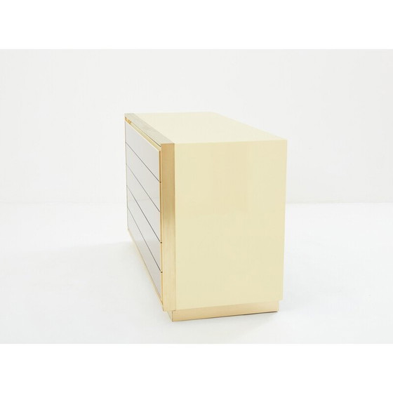 Image 1 of Vintage Kommode aus lackiertem Messing und Spiegel für Maison Jansen, 1970