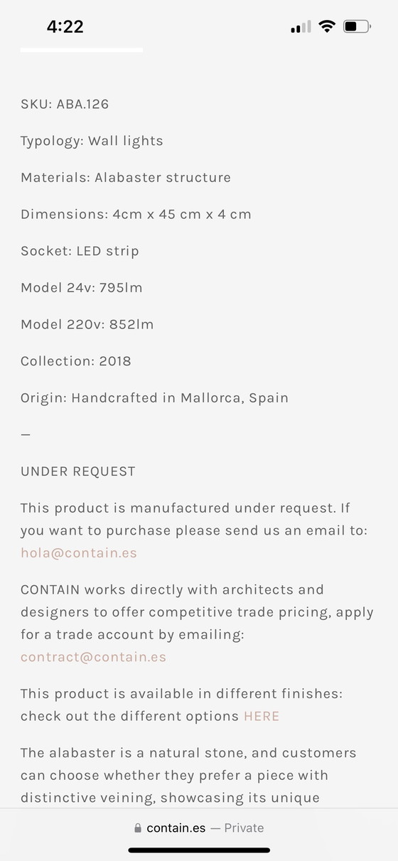 Image 1 of 2 Alabaster Wandlampen von Contain