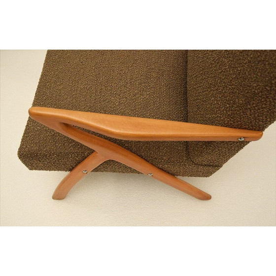 Image 1 of Paar skandinavische Vintage-Sessel aus Holz und Bouclé-Stoff, 1950
