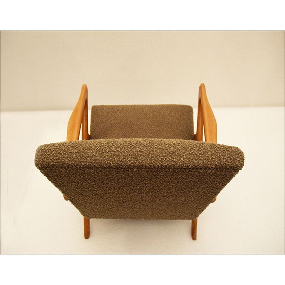 Image 1 of Paar skandinavische Vintage-Sessel aus Holz und Bouclé-Stoff, 1950