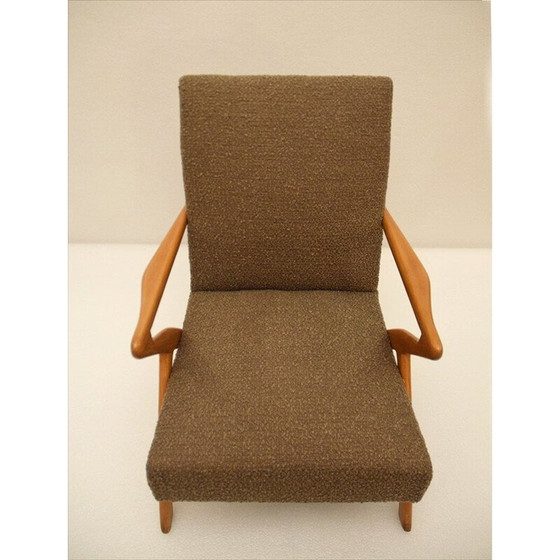 Image 1 of Paar skandinavische Vintage-Sessel aus Holz und Bouclé-Stoff, 1950