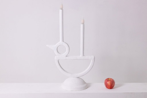 Lampe "Cui-Cui" Aus Gips. Französische Künstlerarbeit in kleiner Serie.