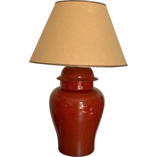 Vintage Tischlampe aus roter Keramik
