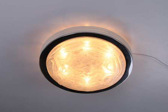 Image 1 of Doria Leuchten Vintage Deckenleuchte mit Eisglas und Metall, Deutschland 1960er Jahre.