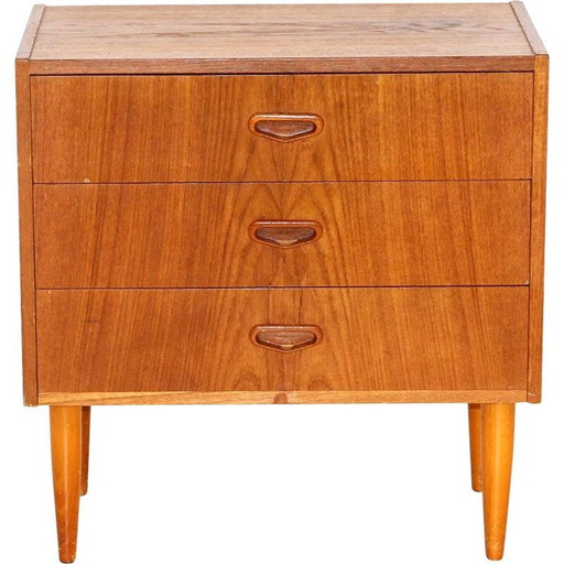 Skandinavische Vintage-Kommode aus Teakholz mit 3 Schubladen, Schweden 1960