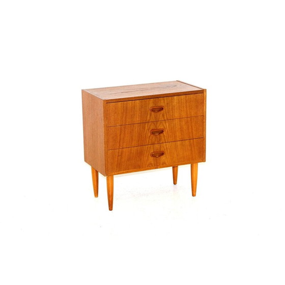 Image 1 of Skandinavische Vintage-Kommode aus Teakholz mit 3 Schubladen, Schweden 1960