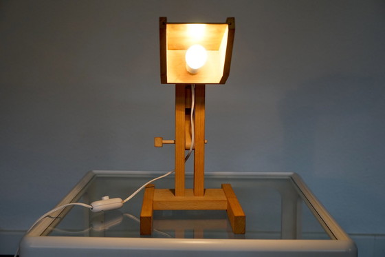 Image 1 of Verstellbare Architect Tischlampe Aus Holz & Messing, 1970Er 