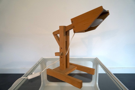 Image 1 of Verstellbare Architect Tischlampe Aus Holz & Messing, 1970Er 