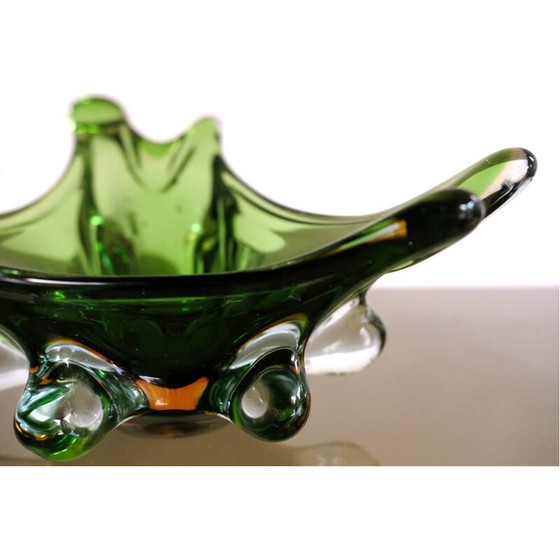 Image 1 of Italienische Vintage-Vase aus grünem Muranoglas von Murano Glass, 1960er Jahre