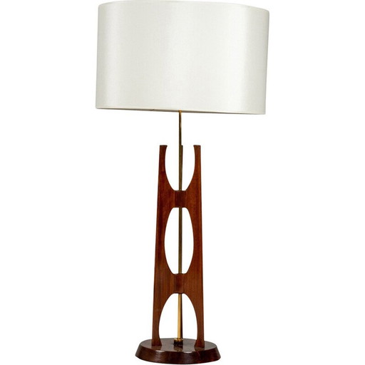 Vintage Lampe aus Teakholz und Messing, Dänemark 1960
