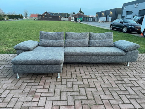 Montel Grau Ecksofa + Fußhocker