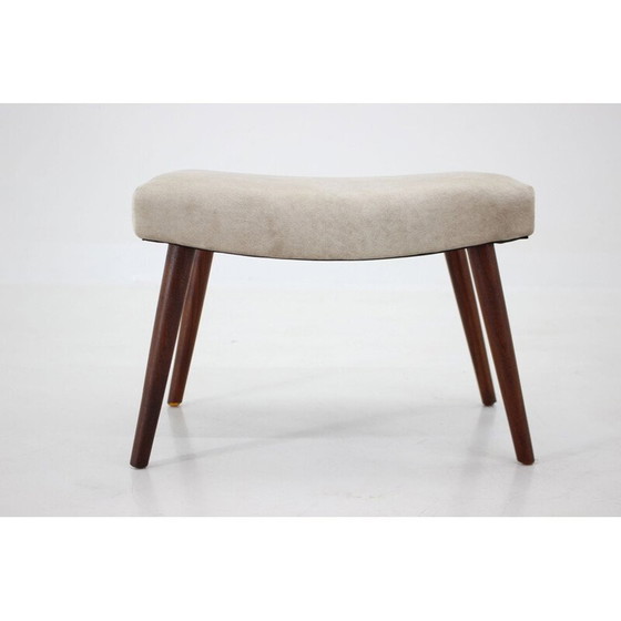 Image 1 of Vintage Hocker aus Teakholz und Samt, Dänemark 1960