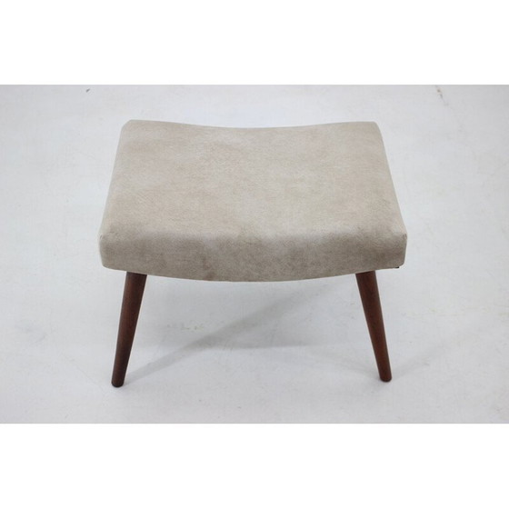 Image 1 of Vintage Hocker aus Teakholz und Samt, Dänemark 1960
