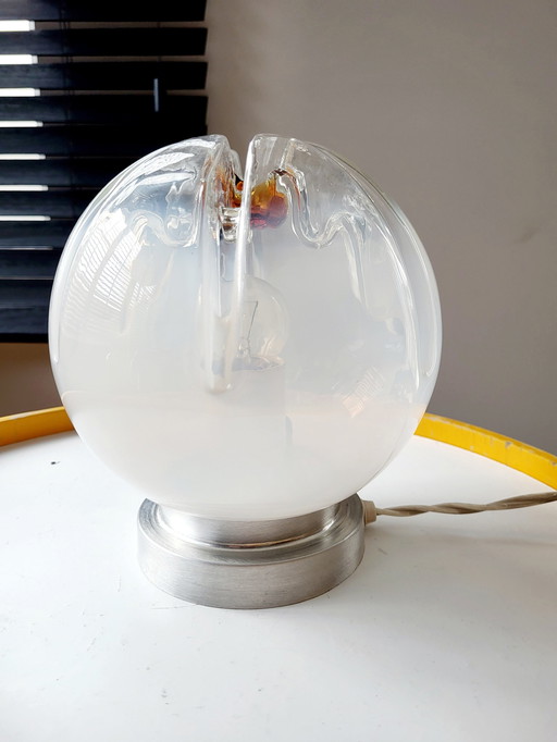 Vintage Murano-Tischlampe mit Lampenschirm aus Mazzega-Glas und Chromsockel, 1960er Jahre