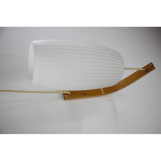 Image 1 of Vintage dänische Wandlampe aus Glas und Holz 1960er Jahre