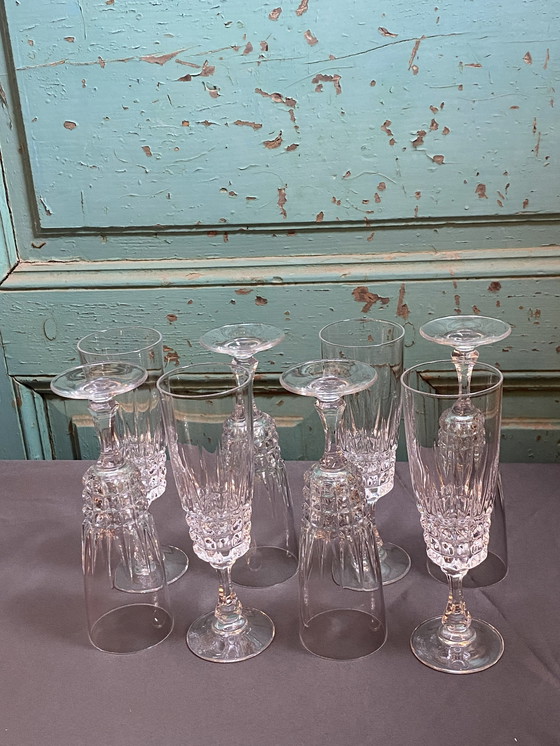 Image 1 of 8X Kristall D'Arques Pompadour Champagnerflöten