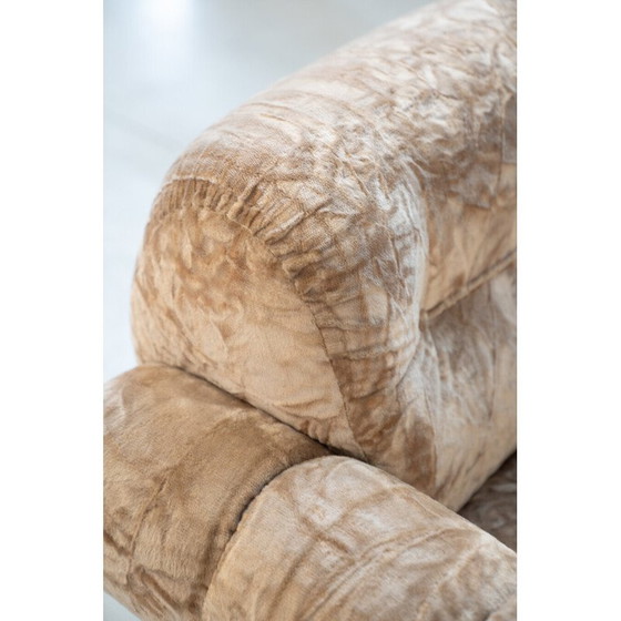 Image 1 of Vintage Chenille-Sessel aus gebürstetem Aluminium, Italien 1970