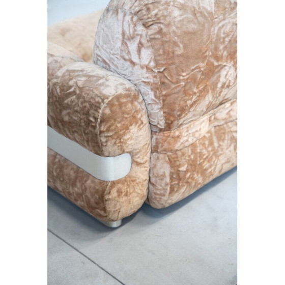 Image 1 of Vintage Chenille-Sessel aus gebürstetem Aluminium, Italien 1970