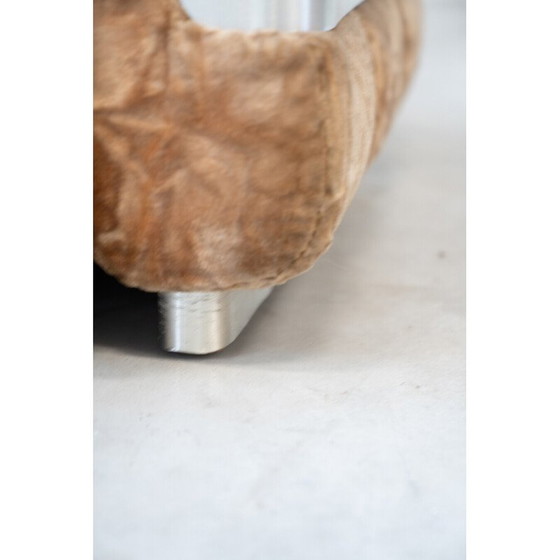 Image 1 of Vintage Chenille-Sessel aus gebürstetem Aluminium, Italien 1970