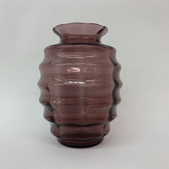 Image 1 of Art deco vintage Doyen Vase aus violettem Glas, 1930er Jahre