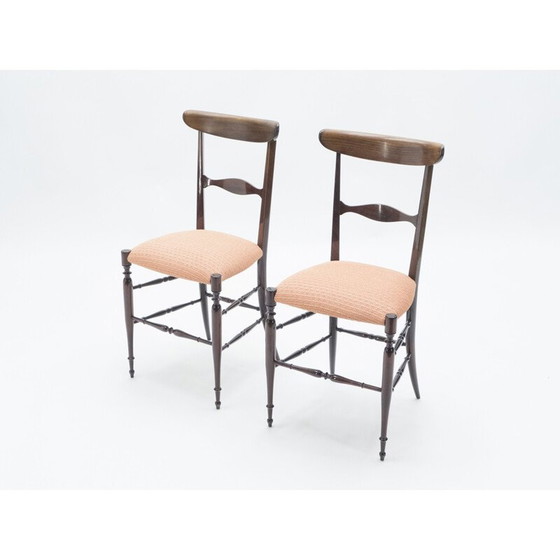 Image 1 of Seltener Satz von 6 Nussbaum Campanino Chiavari Stühlen von Fratelli Levaggi 1950