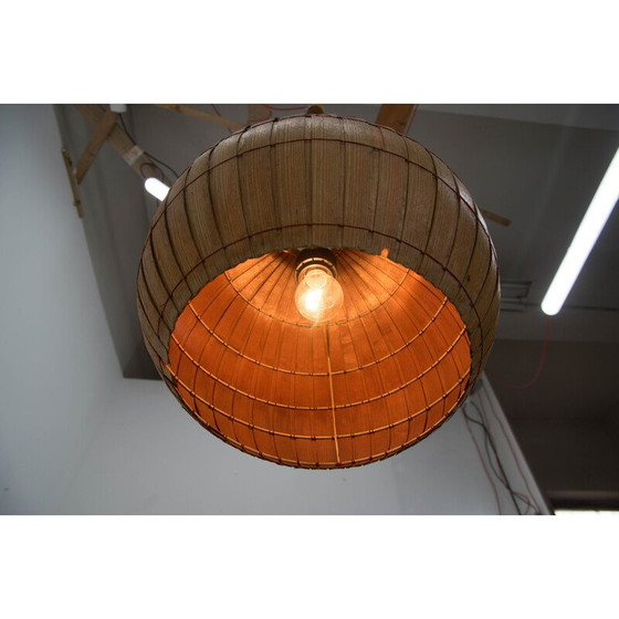 Image 1 of Mid Century Pendelleuchte aus Holzfurnier von Uluv, Tschechoslowakei 1960er Jahre