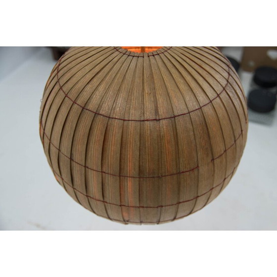 Image 1 of Mid Century Pendelleuchte aus Holzfurnier von Uluv, Tschechoslowakei 1960er Jahre