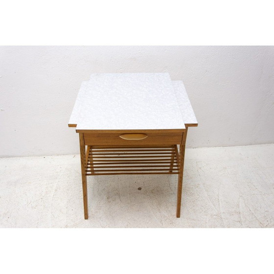 Image 1 of Vintage Beistelltisch aus Buchenholz und Formica, Tschechoslowakei 1960er Jahre