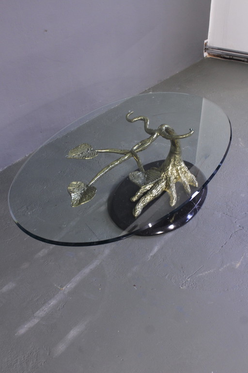 Vintage Couchtisch Glastisch Bonsai Messing Marmor