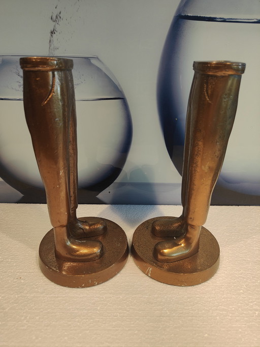 2 Satz antike Kerzenständer Beine Metall schwer Kerzenständer für einen Stock Kerze