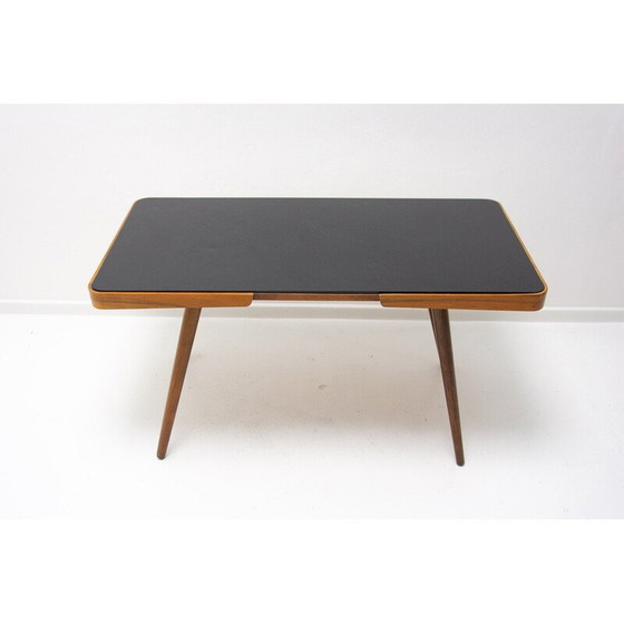 Image 1 of Vintage Couchtisch aus Opaxitglas und Buche für Interiér Praha, Tschechoslowakei 1960