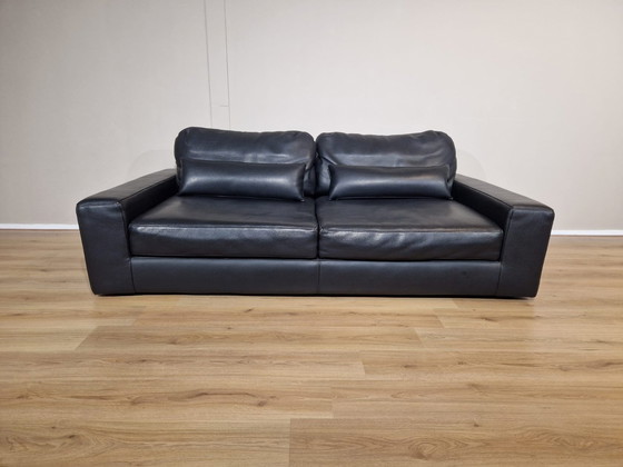 Image 1 of Italienisches Design Sofa 3 Sitzer Schwarzes Leder Einzigartig