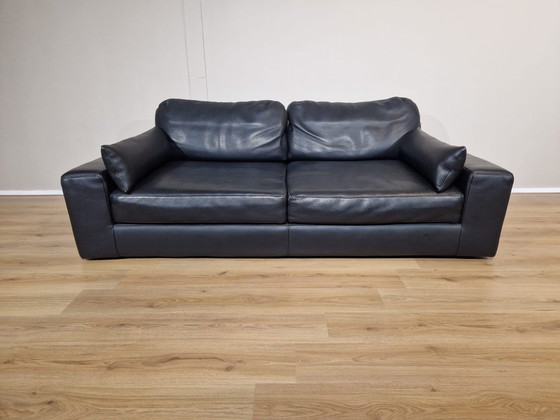 Image 1 of Italienisches Design Sofa 3 Sitzer Schwarzes Leder Einzigartig