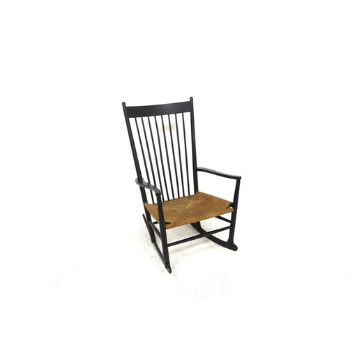 Vintage J16 beech rocking chair by Hans Wegner for Möbler F. D. B., Denmark 1960