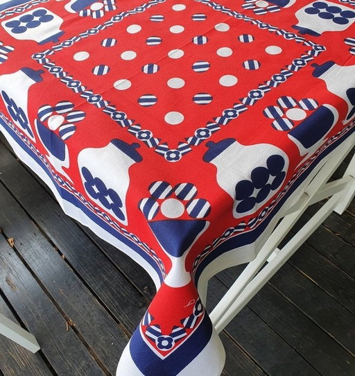 13313 Vintage 1970er Baumwolle Tischdecke, Teppich